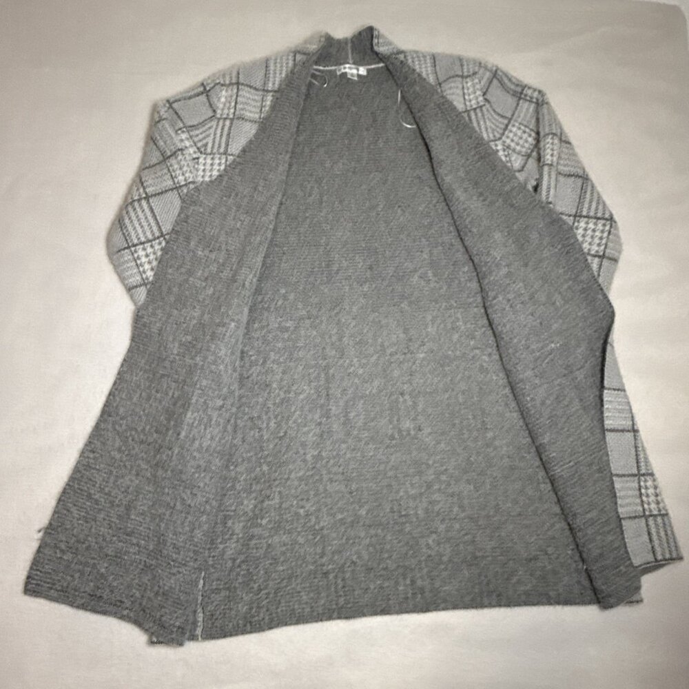 Passports Women's White‎ & Gray Open Front Cardigan Sweater Size XL Cozy Soft - Picture 3 of 7